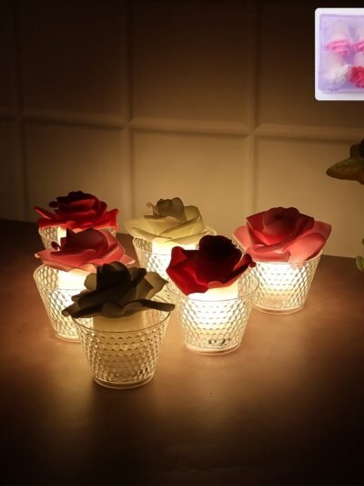 LED Rose Flower Flameless Tealight Candle Set – Elegant & Safe Décor