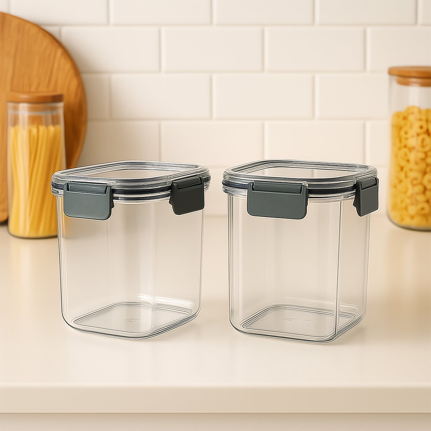 Airtight Food Storage Containers – 2x 900ml Press N’ Lock Set