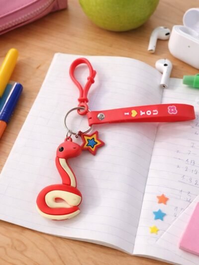 Snake Shape Keychain – Cute Strap & Hook Clip for Kids
