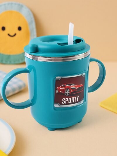Kids Sporty Sipper Mug – Spill-Proof with Straw & Dual Handles