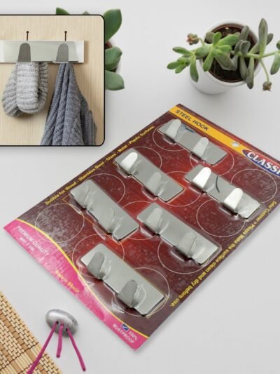 Self-Adhesive Wall Hooks (6 Pcs) – Strong Stainless Steel | Styleva