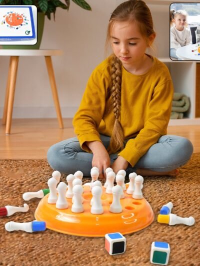 Memory Chess Game – Plastic Brain Teaser with 24 Colorful Pegs