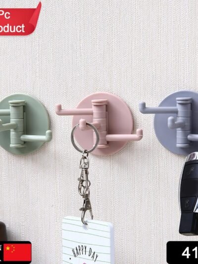 Punch-Free Sticky Hook – 3-Hook Rotating Organizer | GlimmerHome