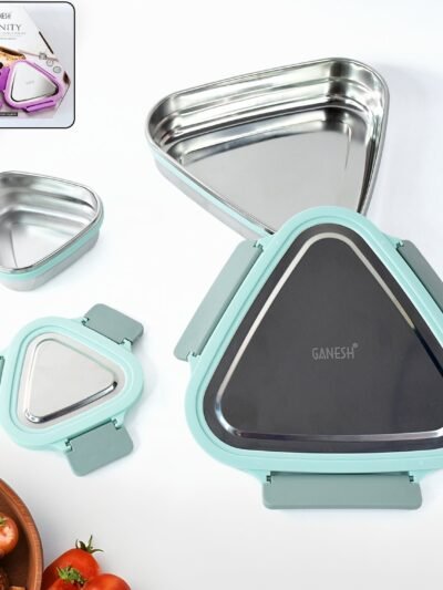 Triangle Stainless Steel Lunch Box Set – Compact Leakproof 2-Piece Tiffin