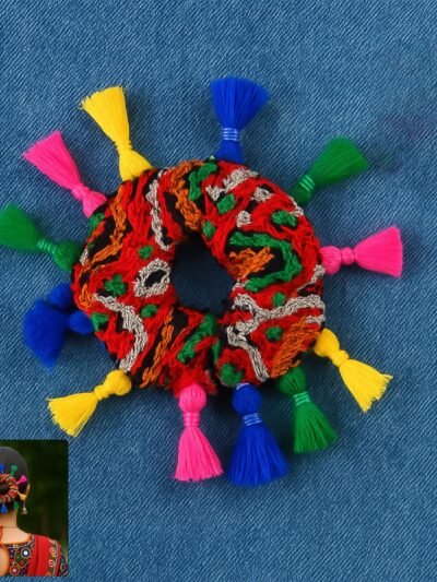 Navratri Hair Bun – Vibrant Multicolor Tassel Juda Accessory