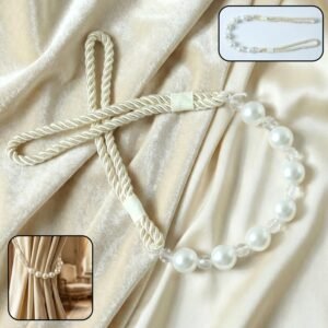 Pearl Beaded Curtain Tieback – Elegant No-Drill Decorative Holder