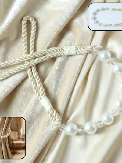 Pearl Beaded Curtain Tieback – Elegant No-Drill Decorative Holder