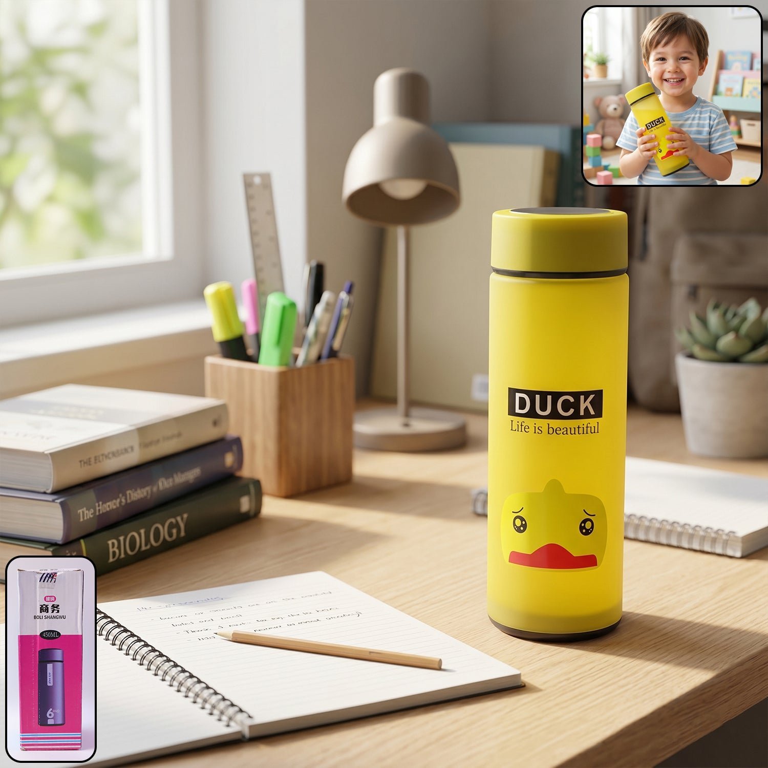Frosted Glass Kids Water Bottle � Leak-proof & Stylish Design