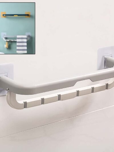 Wall Mounted Towel Holder – Double Bar & Folding Shelf | Siplix