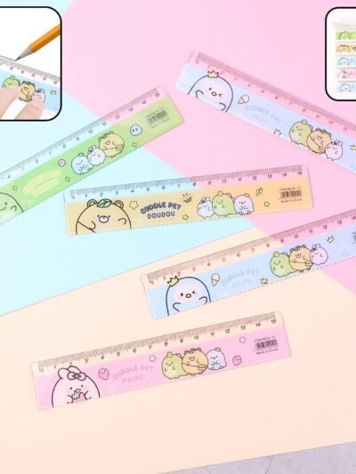 Plastic Ruler Set for Kids – Durable Cartoon Design, 5 Pieces