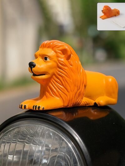 Lion Car Dashboard Toy – Majestic Orange-Gold Ornament with Adhesive Base