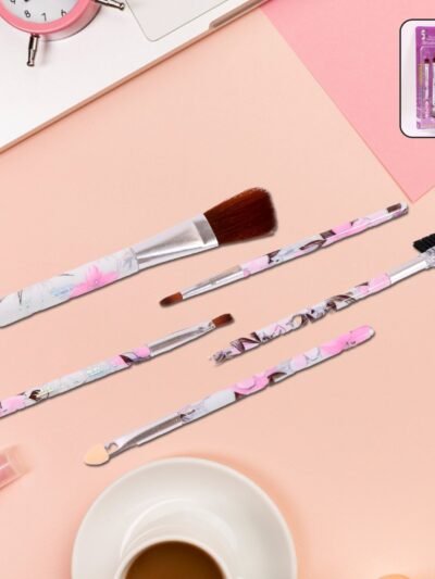 Makeup Brush Set – 5-Piece Floral Face, Eyes & Lips Kit