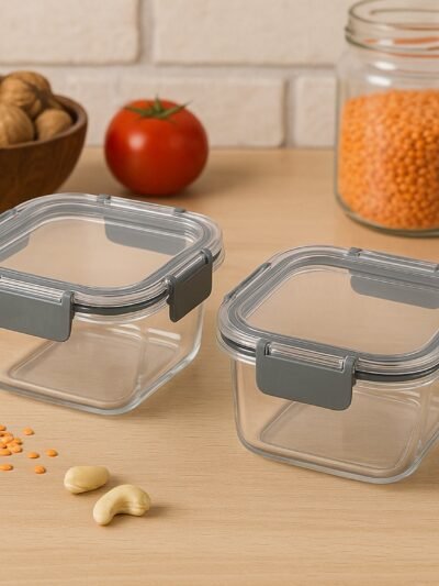 Airtight Food Storage Containers – 2Pc 540ML Press N’ Lock