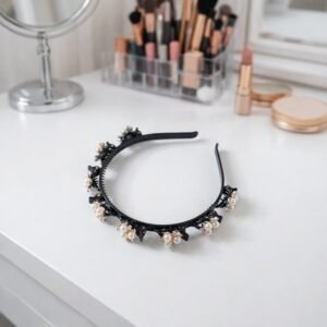 Pearl Embellished Floral Hairband – Elegant Accessory for Girls & Women