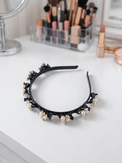 Pearl Embellished Floral Hairband – Elegant Accessory for Girls & Women