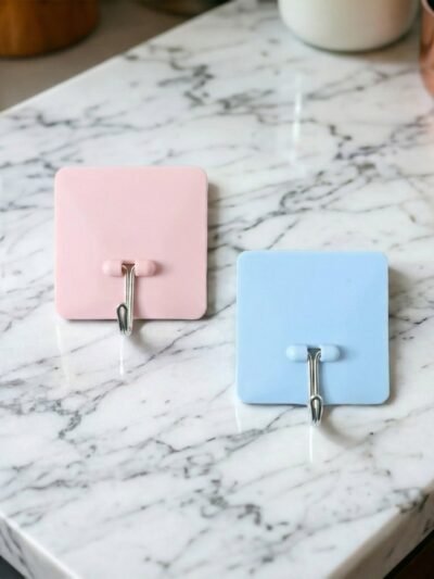 Self-Adhesive Wall Utility Hooks – Heavy-Duty Square Set (2 Pc)