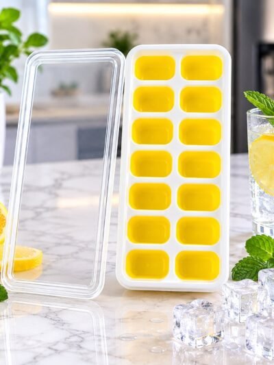Ice Cube Tray with Spill-Proof Lid � Effortless Ice Making and Space Saving