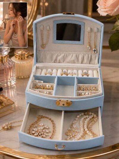 Jewelry Storage Box � Multi-Layer Organizer with Mirror for Elegant Storage