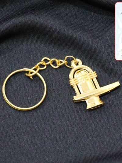 Shivling Keychain – Durable Golden Metal Devotional Accessory