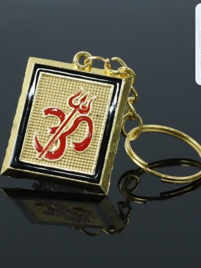 Om Trishul Keychain – Durable Golden Metal Accessory