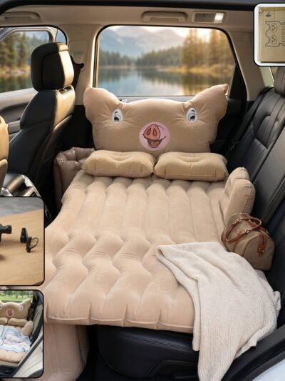 Car Air Mattress Bed Set � Cute Pig Design & Portable Comfort