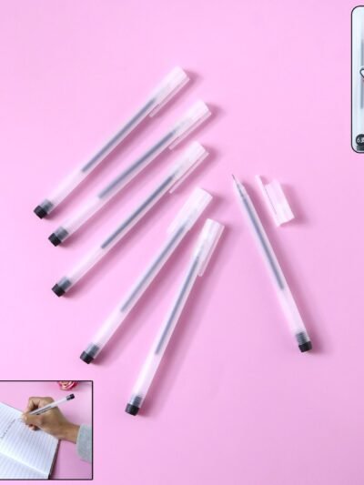 Black Gel Pens Set of 6 – Transparent, Smooth Writing