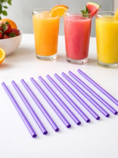 Reusable Plastic Drinking Straws – Pack of 10 Durable Straws
