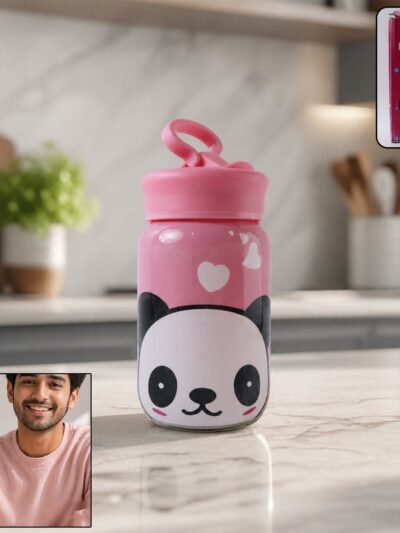 Glass Drinking Bottle � Durable & Cute Cartoon Design