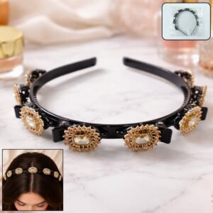 Gold Stone Studded Hair Band – Elegant Designer Accessory