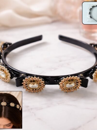 Gold Stone Studded Hair Band – Elegant Designer Accessory