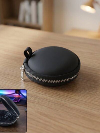 Earphone Carrying Case – Compact Hard Shell with Zipper Closure