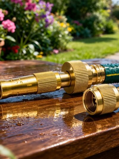 Heavy Duty Brass Garden Hose Nozzle – Adjustable Water Spray for Outdoor Use