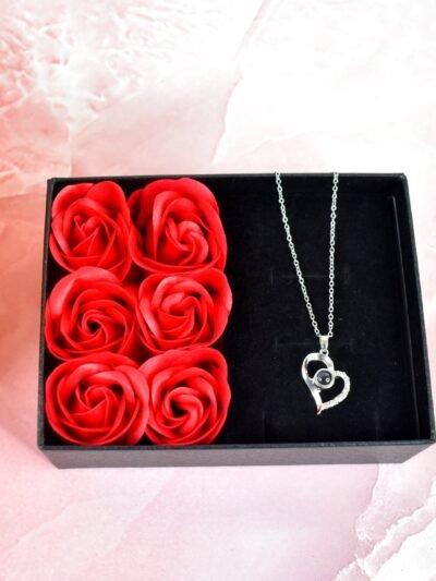 Eternal Rose Gift Box – Handmade with I Love You Necklace