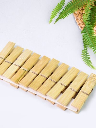 Bamboo Cloth Clips � Heavy Duty Wooden Pegs (10 Pcs) | BathNova