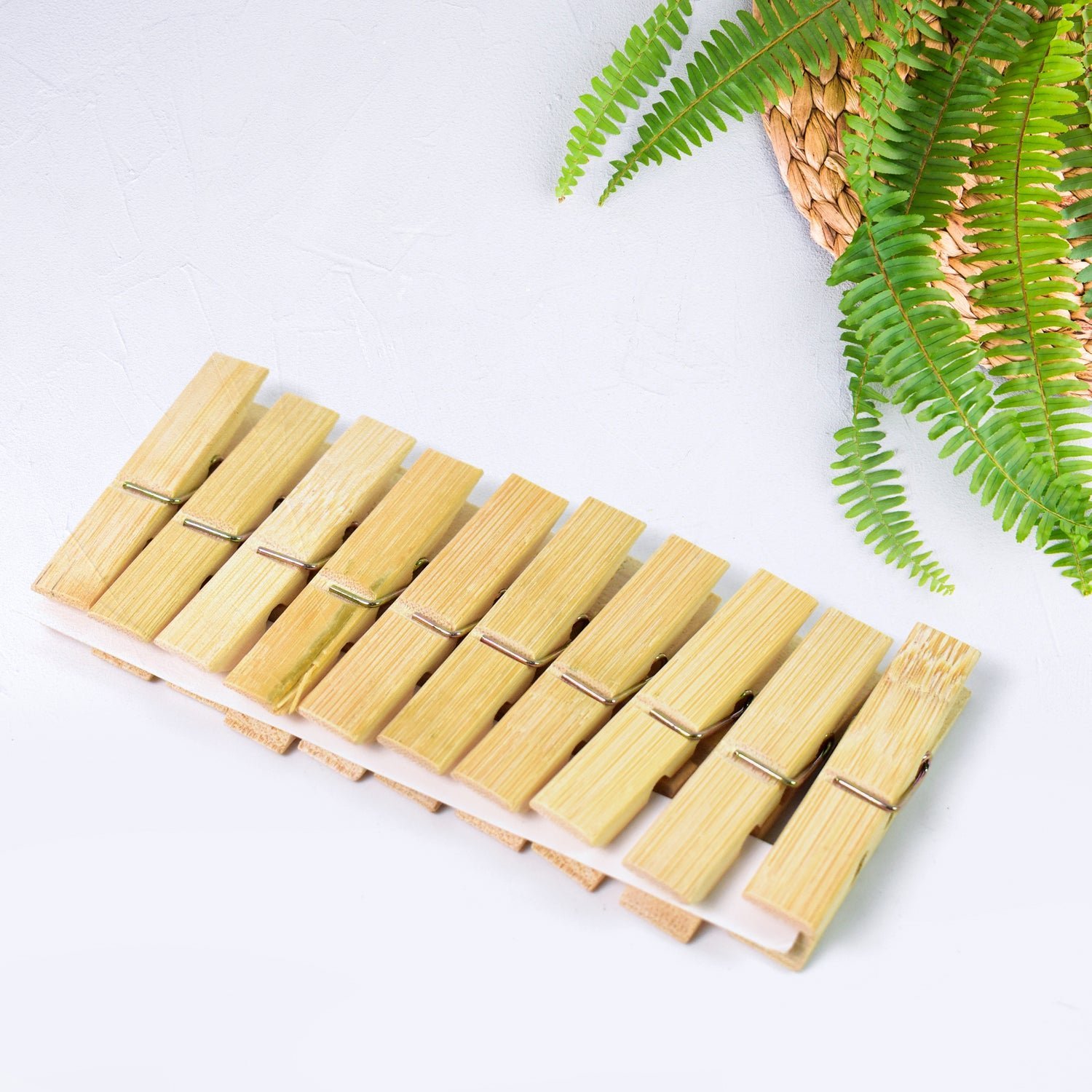 Bamboo Cloth Clips � Heavy Duty Wooden Pegs (10 Pcs) | BathNova