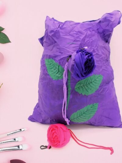 Foldable Shopping Bag – Rose Design Reusable Eco Tote | Organivo