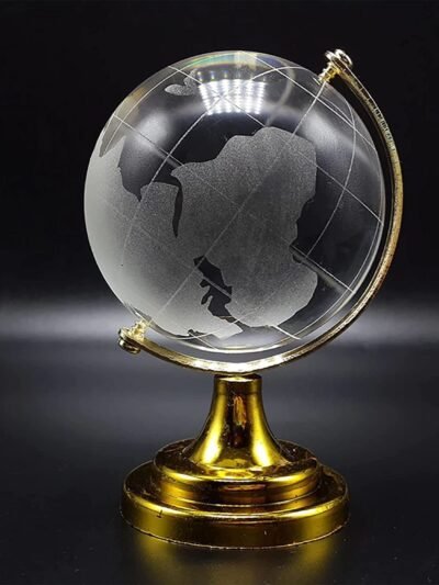 Crystal World Globe with Golden Stand for Desk Decor | Indo Glow