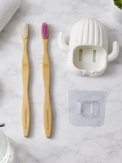 Wall Mounted Toothbrush Holder Set – Hygienic Bamboo Brushes
