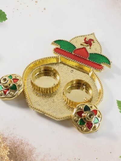 Kalash Shape Kumkum Box – Dual Containers for Pooja Convenience