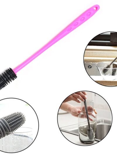 Bottle Cleaning Brush – Long Handle Silicone for Narrow Neck | Velvet Wipe