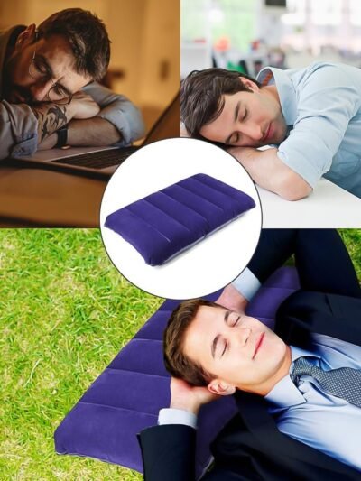 Inflatable Travel Pillow – Velvet Air Comfort (Blue) | PillowTrek