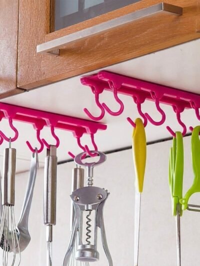 Multi-Purpose Hanging Organizer – 6 Durable Pink Hooks