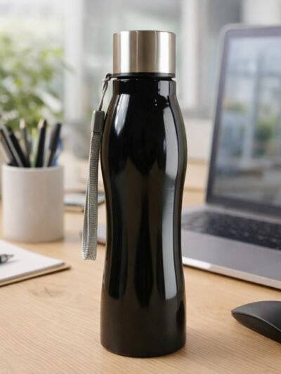 Stainless Steel Water Bottle – 600ml Leakproof with Carry Strap