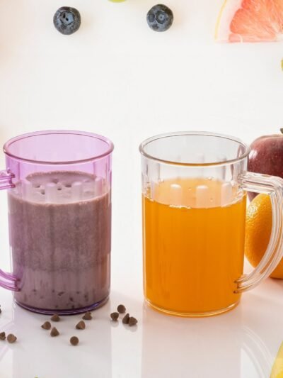 Unbreakable Plastic Glasses – Clear, Handled (Set of 2) | TableNest