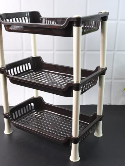 3-Tier Plastic Storage Rack – Durable & Space-Saving Organizer