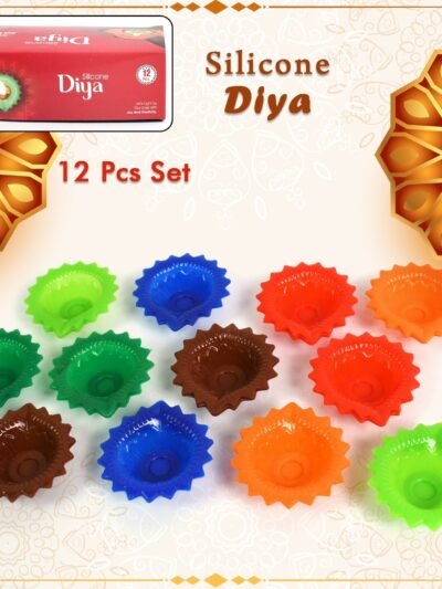 Silicone Diwali Diya – Colourful Reusable Set (12 Pcs) | Giftoiza