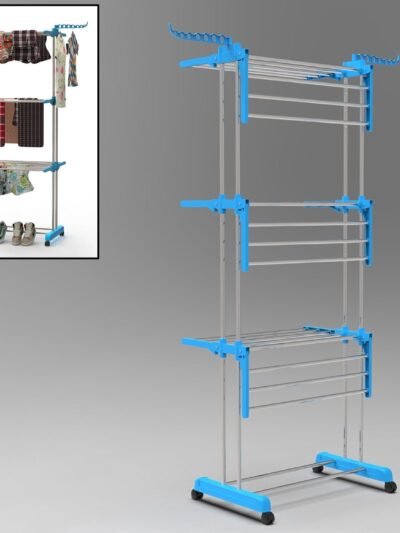 Cloth Drying Stand – 3 Layer Foldable Steel | Organivo
