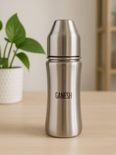 Ganesh Stainless Steel Baby Bottle – 250ml Anti-Colic Nipple