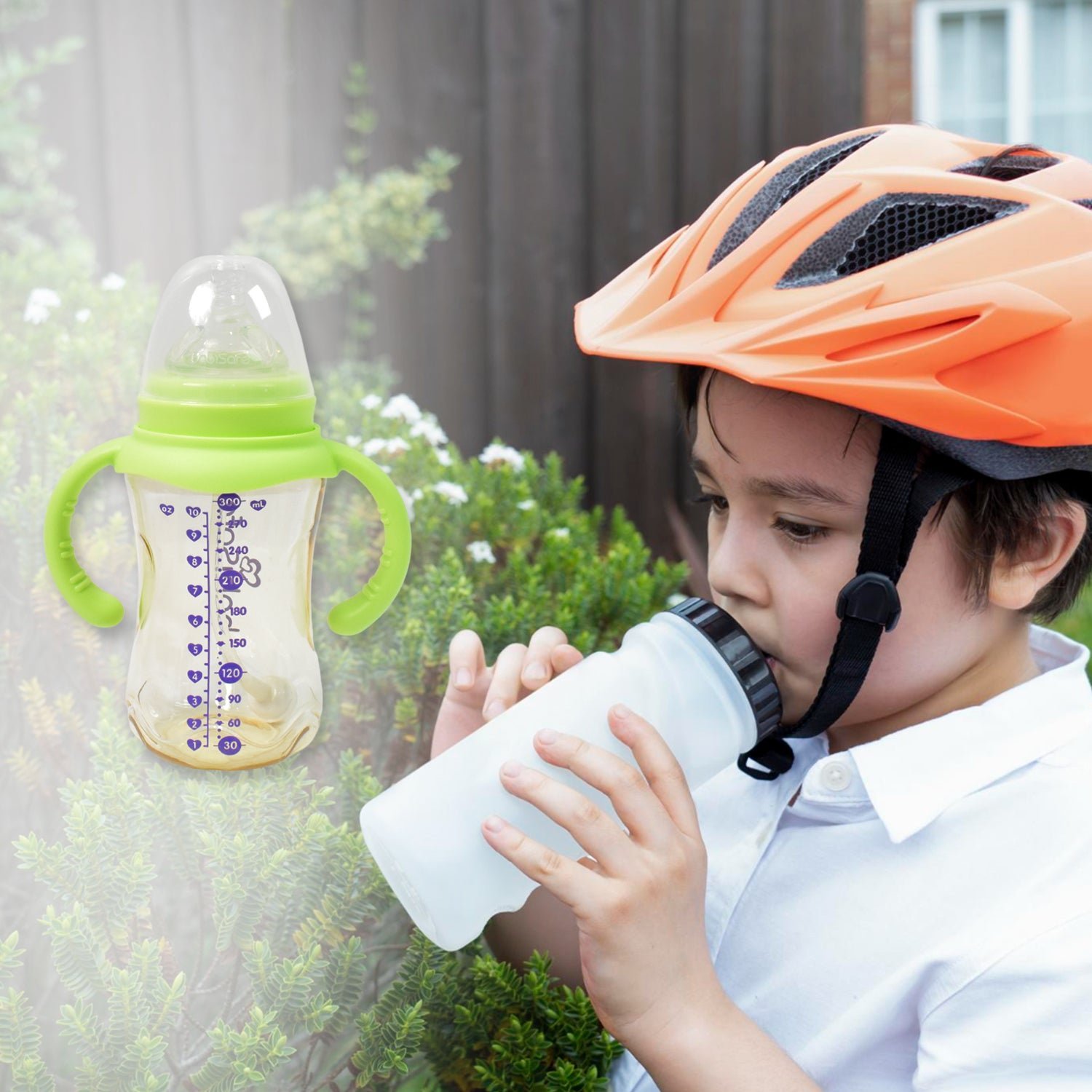 Plastic Baby Feeding Bottle � Leakproof with Handles & Straw 300ml | Feedora