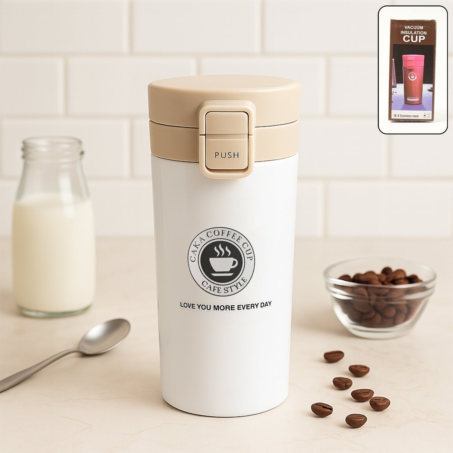 Vacuum Insulated Coffee Flask – 400ML Stainless Steel Travel Mug